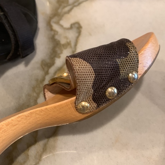 Christian Dior clog slides vintage C & D on camouflage leather good condition - Picture 2 of 6